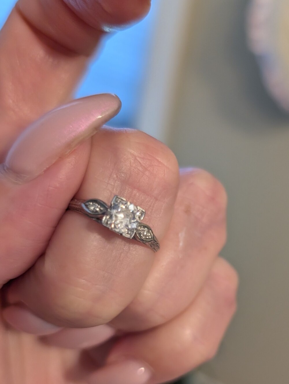 SOLD SOLD Antique 18k Old European Cut Diamond Engagement Ring Center Stone 0.47